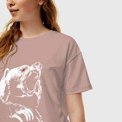 Футболка оверсайз женская Русь - русский дух перед врагом не дрогнет, цвет: пыльно-розовый — фото 2