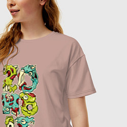 Футболка оверсайз женская Зомби, цвет: пыльно-розовый — фото 2