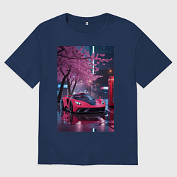 Женская футболка оверсайз Суперкар и сакура