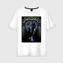 Футболка оверсайз женская Metallica thrash metal style - wolf, цвет: белый