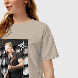 Футболка оверсайз женская James Alan Hatfield - Metallica, цвет: миндальный — фото 2