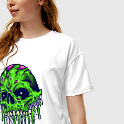 Футболка оверсайз женская Green skull, цвет: белый — фото 2