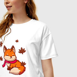 Футболка оверсайз женская Осенняя лисичка, цвет: белый — фото 2