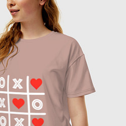 Футболка оверсайз женская Крестики нолики, цвет: пыльно-розовый — фото 2