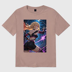 Футболка оверсайз женская Марин Китагава косплей Fate stay night, цвет: пыльно-розовый