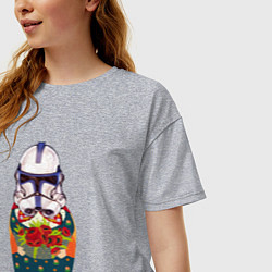 Футболка оверсайз женская Матрешка в шлеме штурмовика звездные войны, цвет: меланж — фото 2