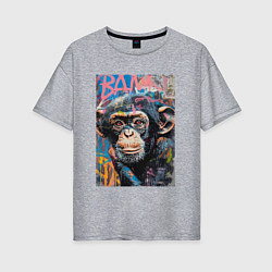 Футболка оверсайз женская Graffiti monkey, цвет: меланж