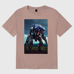 Футболка оверсайз женская Робот в стиле Horizon, цвет: пыльно-розовый