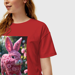 Футболка оверсайз женская Кролик из роз, цвет: красный — фото 2