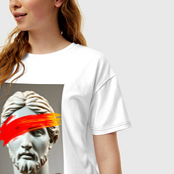 Футболка оверсайз женская Античная статуя с красным штрихом, цвет: белый — фото 2