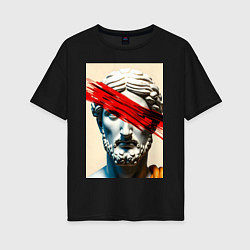 Футболка оверсайз женская Штрих на античной статуе, цвет: черный