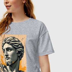 Футболка оверсайз женская Арт с античным портретом, цвет: меланж — фото 2