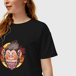 Футболка оверсайз женская Summer monkey, цвет: черный — фото 2