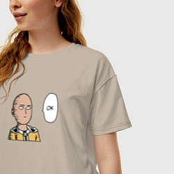 Футболка оверсайз женская Ванпанчмен ок, цвет: миндальный — фото 2