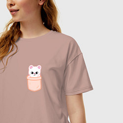 Футболка оверсайз женская Jiniret in pocket, цвет: пыльно-розовый — фото 2