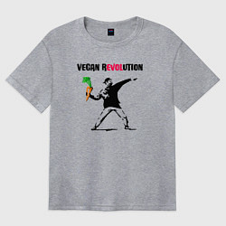 Футболка оверсайз женская Love vegan, цвет: меланж