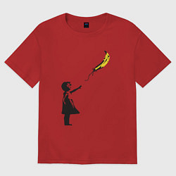 Футболка оверсайз женская Девочка и банан, цвет: красный