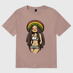 Футболка оверсайз женская Smile jamaica girl, цвет: пыльно-розовый