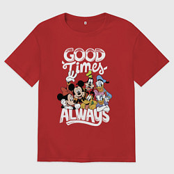 Женская футболка оверсайз Дональд Дак и Микки Маус