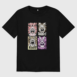 Футболка оверсайз женская Angry rabbit, цвет: черный