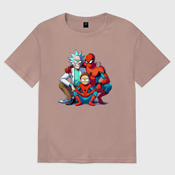 Футболка оверсайз женская Spider-Man is Rick and Mortys friend, цвет: пыльно-розовый
