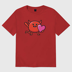 Футболка оверсайз женская Дьяволёнок с сердцем, цвет: красный