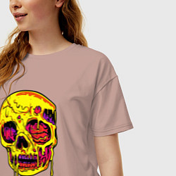 Футболка оверсайз женская Желтый растекшийся череп, цвет: пыльно-розовый — фото 2