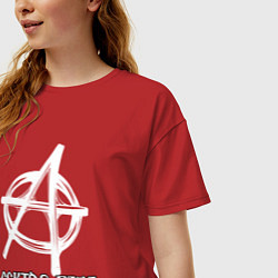 Футболка оверсайз женская Сектор газа анархия белый логотип, цвет: красный — фото 2