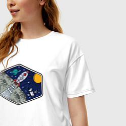 Футболка оверсайз женская Moon rocket, цвет: белый — фото 2