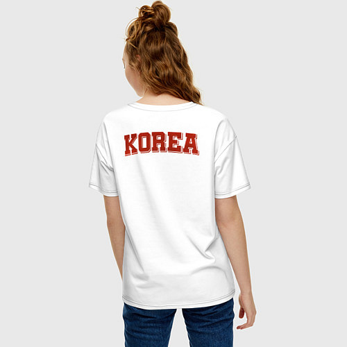 Женская футболка оверсайз North Korean symbol / Белый – фото 4