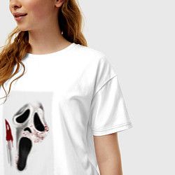 Футболка оверсайз женская Крик призрачное лицо, цвет: белый — фото 2