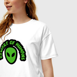 Футболка оверсайз женская Остерегайтесь людей, цвет: белый — фото 2