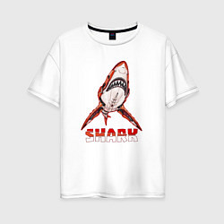 Футболка оверсайз женская Акула киборг, цвет: белый
