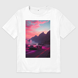 Женская футболка оверсайз Суперкар едет к океану