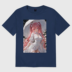 Футболка оверсайз женская Принцесса сидит под зонтиком, цвет: тёмно-синий