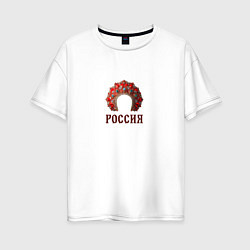 Футболка оверсайз женская Кокошник: россия, цвет: белый