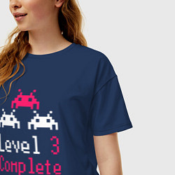 Футболка оверсайз женская Уровень 3 пройден, цвет: тёмно-синий — фото 2