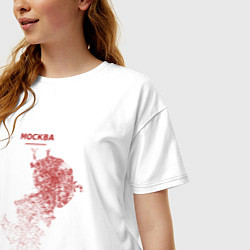 Футболка оверсайз женская Карта Москва красная, цвет: белый — фото 2