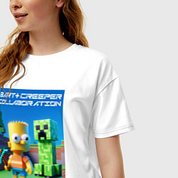 Футболка оверсайз женская Bart and Creeper - collaboration ai art, цвет: белый — фото 2