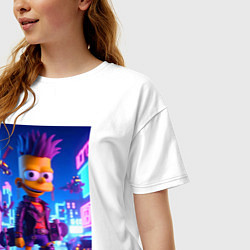 Футболка оверсайз женская Bart Simpson with a skateboard - art punk, цвет: белый — фото 2