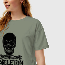Футболка оверсайз женская Skeleton череп, цвет: авокадо — фото 2