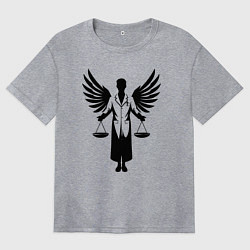 Футболка оверсайз женская Фармацевт с крыльями и весами, цвет: меланж