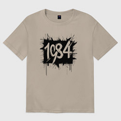 Футболка оверсайз женская Взрыв черной краски 1984, цвет: миндальный
