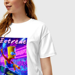 Футболка оверсайз женская Bart Simpson on a skateboard - extreme ai art, цвет: белый — фото 2