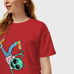 Футболка оверсайз женская Инопланетянин брейкдансер, цвет: красный — фото 2