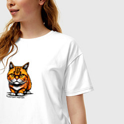 Футболка оверсайз женская Добрый взгляд кота, цвет: белый — фото 2