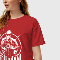 Футболка оверсайз женская Нефтяник с шестерёнкой, цвет: красный — фото 2