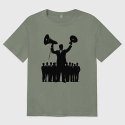 Футболка оверсайз женская Пиарщик с мегафонами, цвет: авокадо