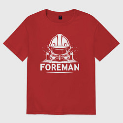 Футболка оверсайз женская Прораб каска маска и очки, цвет: красный