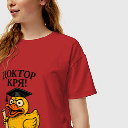 Футболка оверсайз женская Доктор кря - утка выпускник, цвет: красный — фото 2